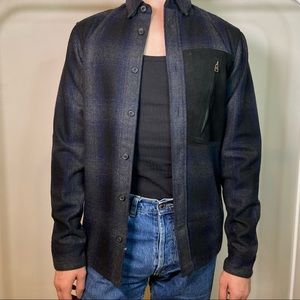 ALL SAINTS Over-Shirt with Leather Detail